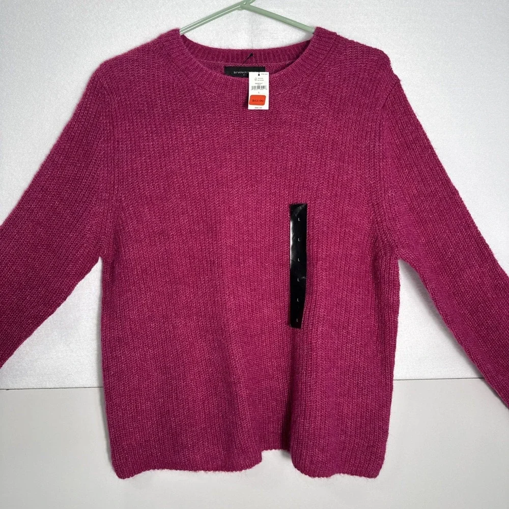 New‎ BANANA REPUBLIC magenta bright pink wool blend  sweater Large -NWT!